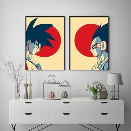 Dragon Ball Retro Japanese Style Poster Goku Vintage Canvas Painting Wall Picture Prints Children Room Decoration Mural Cuadros