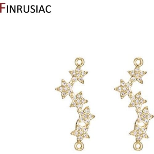 Korean Fashion 5 Stars Charm Pendant Connectors For Jewelry Making DIY Bracelets Necklace Earrings Components