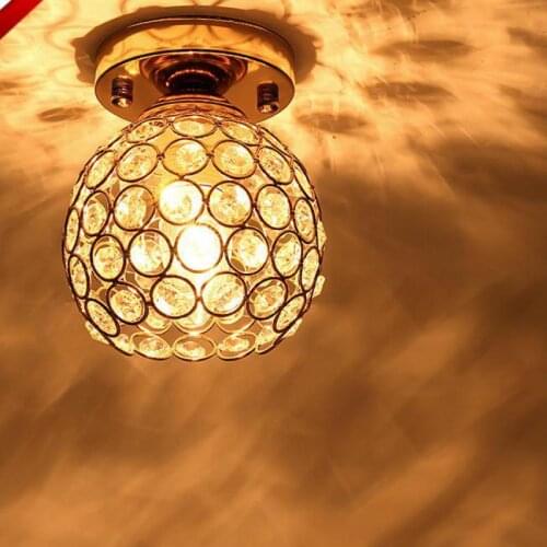 1 pcs Flush Mounted Ceiling Lighting Gold Led Crystal Wrought Iron Ceiling Lamp Lantern For Hallway Bedroom Porch light fixture