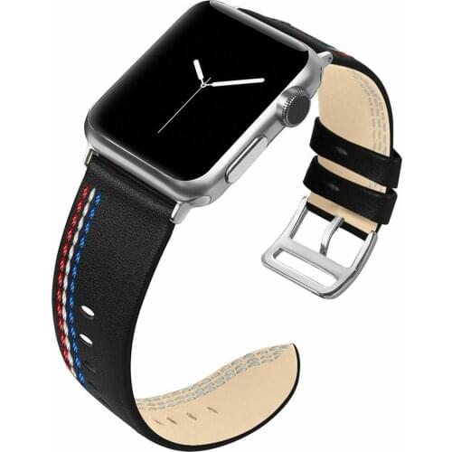 Classic Buckle Genuine Leather Strap for Apple Watch Series 4 3 2 1 38/40mm 42/44mm Retro Stitching Bracelet for iWatch Band