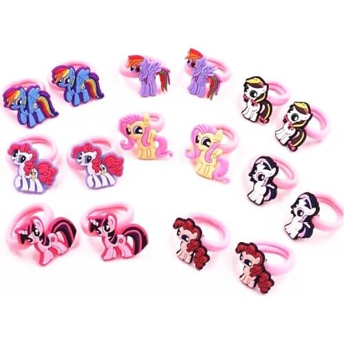 2Pcs/set Unicorn Cartoon Hair Accessories Children Rubber Bands Scrunchies Elastic Nylon Hair Bands Girls Headband Ties