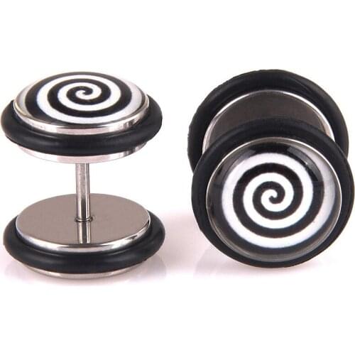 Stainless Steel Dumbbell Screw Ear Stud Earrings Women Men Fake Piercing Expander Body Piercing Jewelry N013