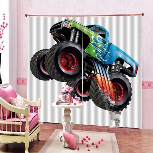 Modern Colorful Motorcycle locomotive Curtain For Living Room Bedroom Blackout Window Drapes Home Decor Sets 2 panels With Hooks