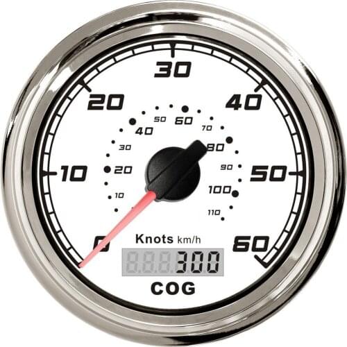 1pc White GPS Speedometers 0-60knots 12v/24v Speed Indicators 85mm LCD Speed Mileometers 0-110km/h with Antenna for Boat