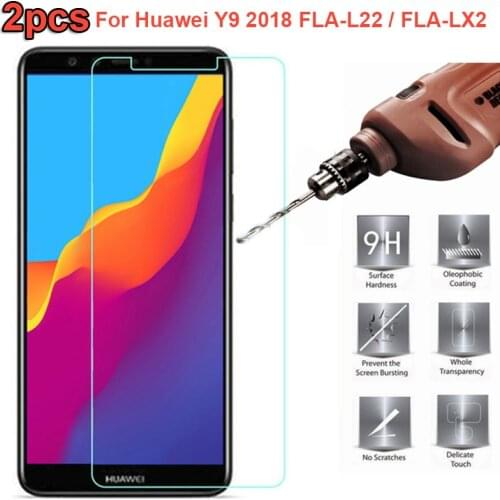 For Huawei Y9 2018 Glass Tempered Glass For Huawei Y9 2018 FLA-L22 / FLA-LX2 Screen Protector Transparent 9H 0.33mm Film 5.9"