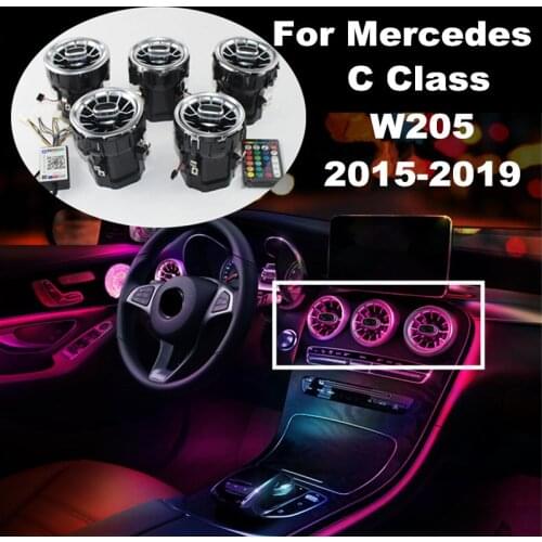 LED Air Outlet For Mercedes Benz C Class W205 2015-2019 Interior Front Console Air Condition AC Vent Outlet Turbo Style Replace