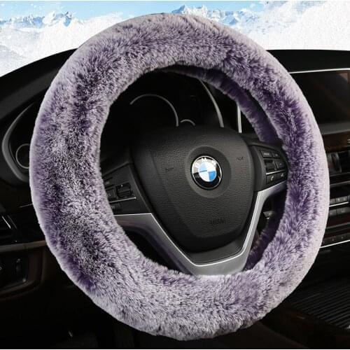 KKYSYELVA Warm Fur Auto Car steering wheel covers Winter Interior Accessories Auto Plush Steering-wheels Car Styling