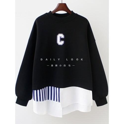 Oversized Hoodie Plus Velvet Hooded Sweatshirts Kawaii Women Pulovers Womens Sweatshirt Black Hoodie Women Pulovers Slim Casual