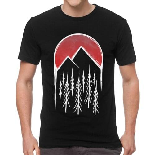 Twin Peaks T-Shirts Men Fashion T Shirts Short Sleeve Red Pine Tree Moon Tshirts Cotton Tee Top Clothing