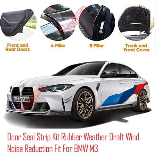 Door Seal Strip Kit Self Adhesive Window Engine Cover Soundproof Rubber Weather Draft Wind Noise Reduction Fit For BMW M3