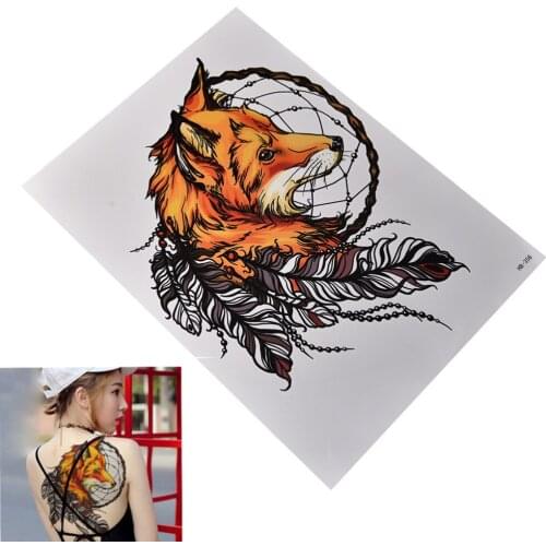 Waterproof Fox Dreamcatcher Temporary Tattoo Large Arm Body Art Tattoos Sticker