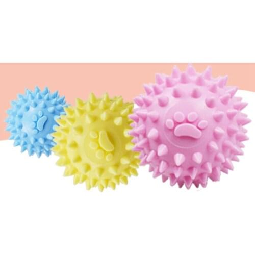 Funny Dog Chewing Toy Spike Teething Dog Toy Bouncy Ball Toy For Aggressive Chewer Dog Spiked Ball Super Elastic Sound Chew Toys
