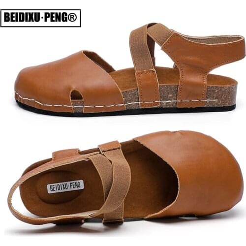 Elastic Cross Strappy Lady Round Head Sunner Outdoor Moccasins Shoes 2021 Women Loafers Hand Stitching Corium Flat Sandal Shoes