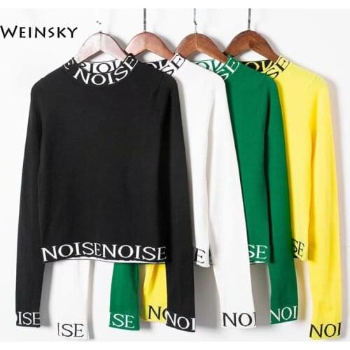 Women Knitted Sweater And Pullovers Korean Style Letter Female Sweaters 2019 Autumn New Tops