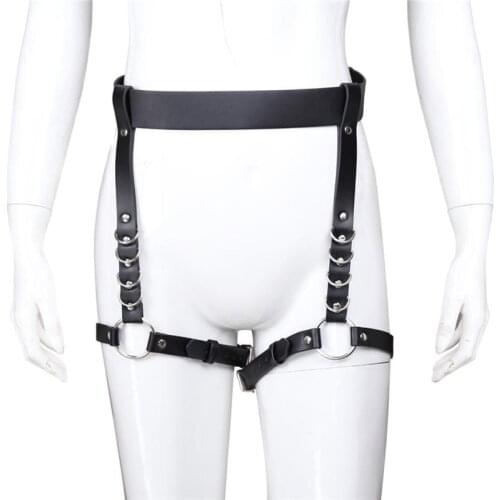 Women Sex Bondage Faux Leather Waist Harness Restraint Garter Straps Underwear Fetish Wear