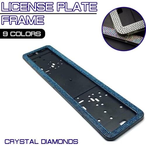 1 set Russian Car License Plate Frame Stainless Steel Crystal Diamonds European German Number License Plate Frame Holder