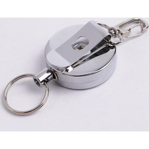1 Piece Metal+plastic Easy Pull Buckle 4 High Resilient Silver Telescopic Rope Key Ring Anti Lose Anti-theft Stretch Keychain