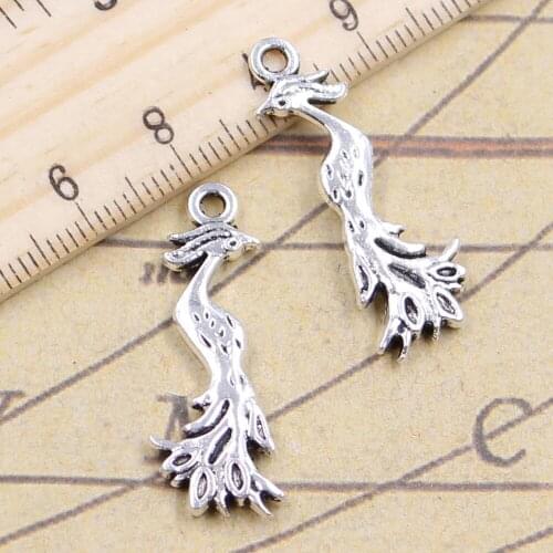 10pcs Charms Peacock Phoenix 32x13mm Tibetan Silver Color Pendants Antique Jewelry Making DIY Handmade Craft Pendant
