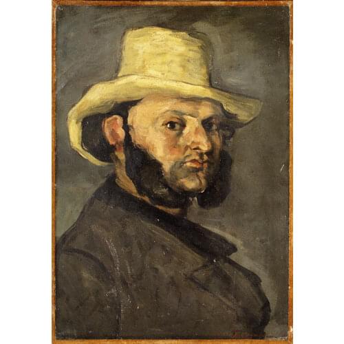 100% hand made Oil Painting Reproduction on linen canvas,FIGURE,gustave-boyer-in-a-straw-hat by paul Cezanne,Museum quality