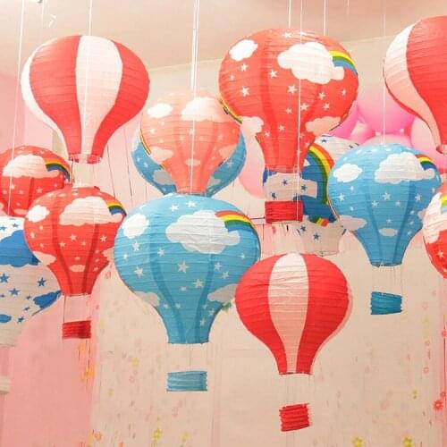 100pcs Hanging Rainbow Hot Air Balloon Paper Lantern craft DIY bedroom Wedding Party Kids Birthday Decorations 25cm