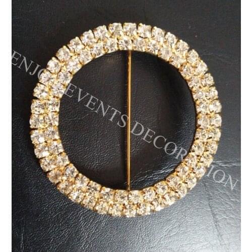 100pcs YHA#12 detachable gold rhinestone brooch buckle for any chair back sash hood band bow