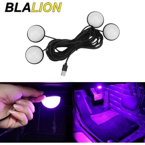 4in1 Led Car Foot Ambient Light Interior Lighting USB Backlight Blue Ice Blue Pink 12V Auto Interior Decorative Atmosphere Light