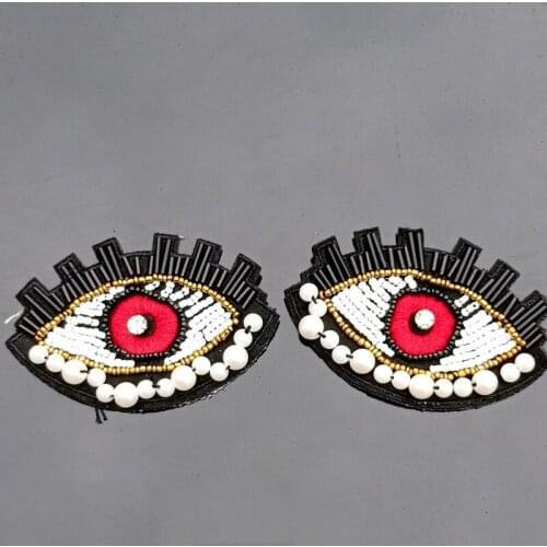 3D Handmade beaded color sequins eyes patch applique for DIY hat Coat Trousers Bag Brooch Broche