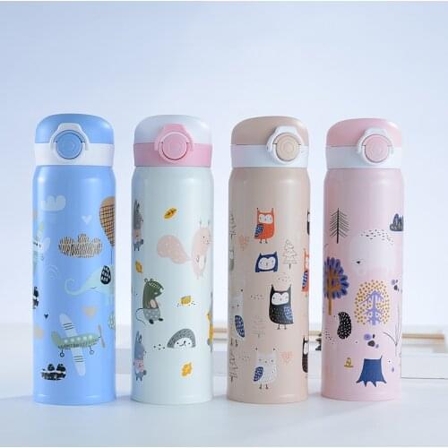 500ml Cartoon Stainless Steel Vacuum Flasks Portable Cute Thermos Mug Travel Thermal Water Bottle Tumbler Thermocup