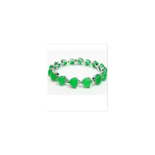 7.5 inches Heart-shaped green natural Malay stone bracelet Smiling Quartz stone Wedding Girl MEN Quartz jewelry