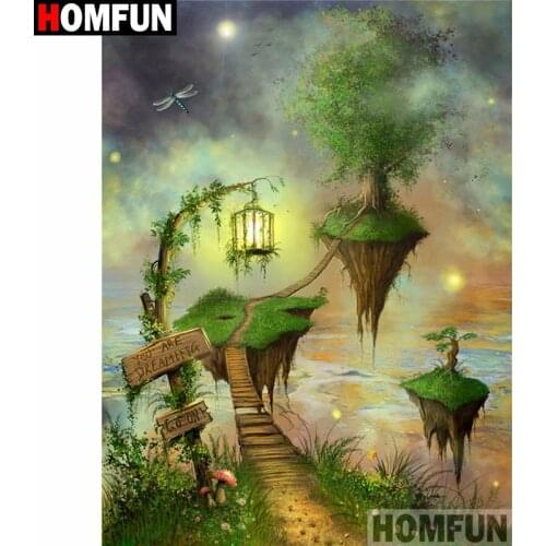 HOMFUN Full Square/Round Drill 5D DIY Diamond Painting "Landscape tree" Embroidery Cross Stitch 5D Home Decor A00584