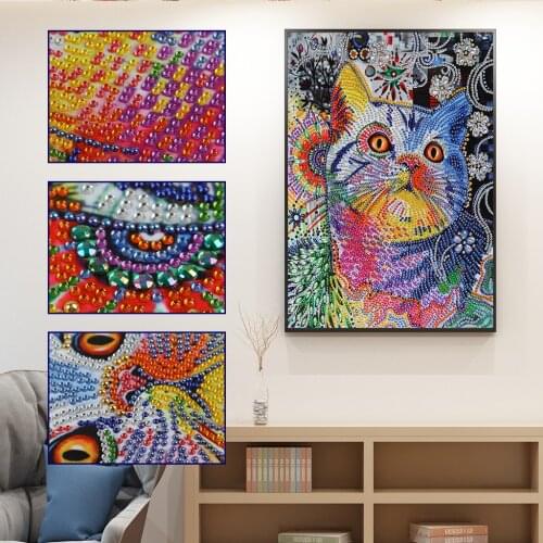 Special Shaped Diamond Painting 2020 New DIY 5D Partial Drill Cross Stitch Cat Crystal Rhinestone Of Picture Diamond Embroidery