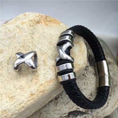 13*8mm Hole 316l Stainless Steel X Letter Metal Beads Square Hole Beads for Jewelry Making Men Bracelets Bangle DIY Beads