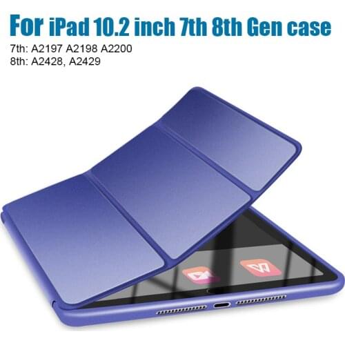 Tablet case for Apple ipad 10.2" Silicone Soft Smart Sleep wake funda Trifold Stand Solid cover for iPad 10.2 7th 8th 2019 2020