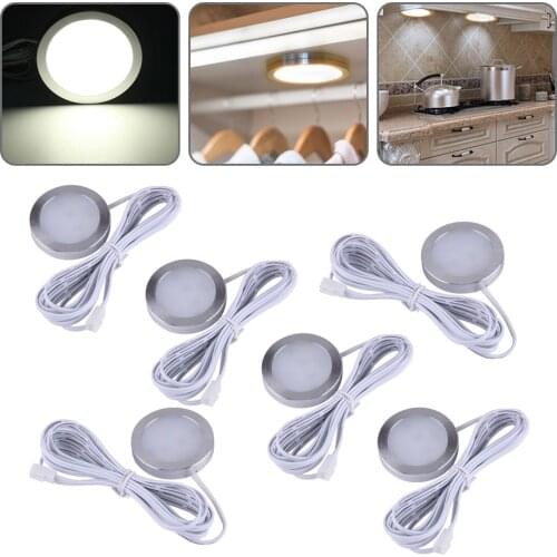 CITALL 6pcs Interior White 12V 1.2W LED Spot Light Aluminum Fit For VW T4 T5 Camper Van Caravan RV Motorhome