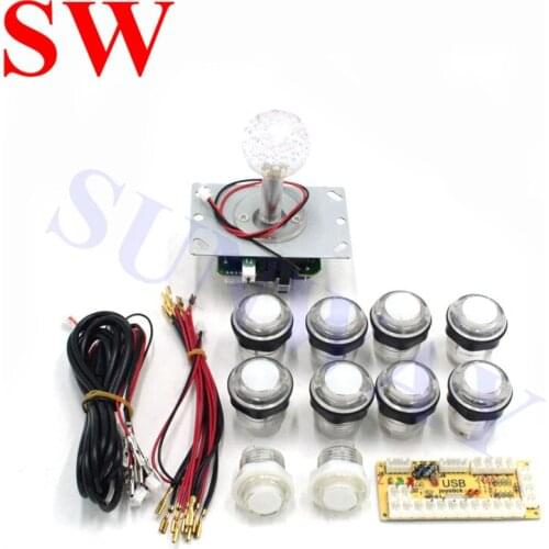 DIY Arcade Kits with Illuminated Sanwa joystick / LED push button/USB LED Controller for 1 player game machine parts