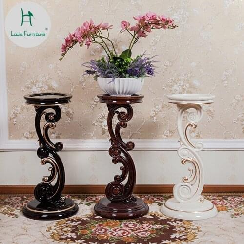 Louis Fashion European Flower Rack Iron Floor Multi Storey Living Room Simple Balcony Solid Wood White Style Dark Country