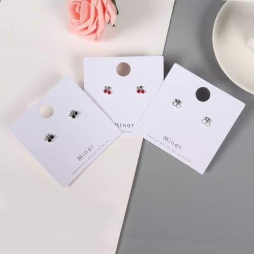 Cute Romantic Tiny Cherry Stud Earrings White Black Red Cherry Hypoallergenic Fruit Stud Earrings for Women Girl Student Gift