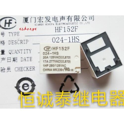 Hf152f-024-1hs 24VDC one set of normally open 4-pin 17a277vac relay