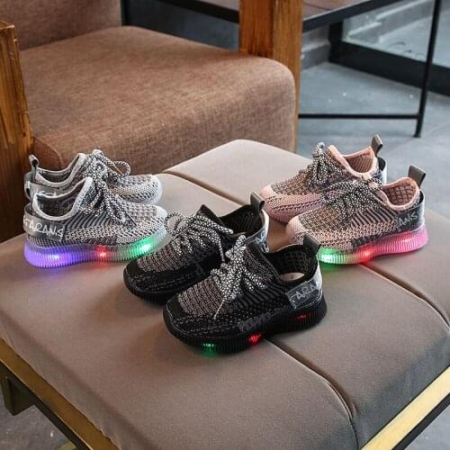 Toddler boy sneakers children baby girls mesh led light luminous running sport sneaker kid shoes chaussure lumineuse pour garcon