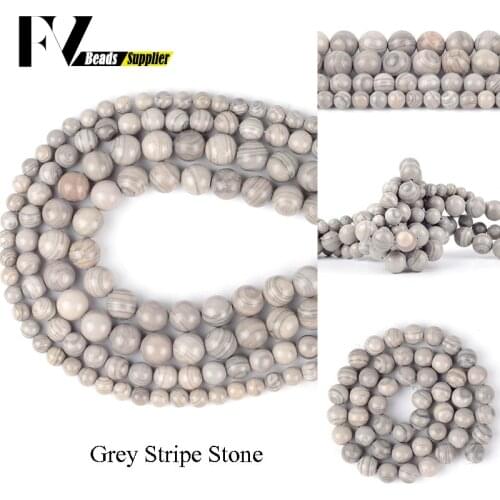 6mm 8mm 10mm Natural Gray Stripe Stone Round Beads for Diy Bracelet Jewelry Making Handicraft Jewellery Accessories