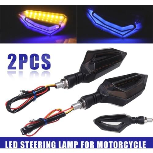 2pcs 12V 9W Motorcycle Amber LED Turn Signal Indicator Light Blue LED Day-time Running Lamp For Scooter Off Road DIY Accessories