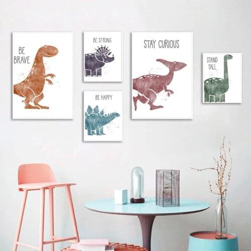 Cute Dinosaur Cartoon Animal Nursery Canvas Painting Wall Art Nordic Posters and Prints Wall Pictures for Living Room Decoration