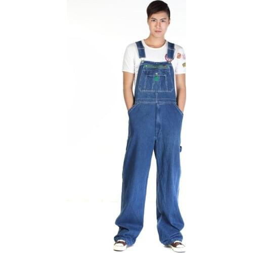 Hot 2020 Mens Denim Overalls Mens Overalls Jumpsuit Large size strap Straight pants Blue jeans More sizes 28-48 50