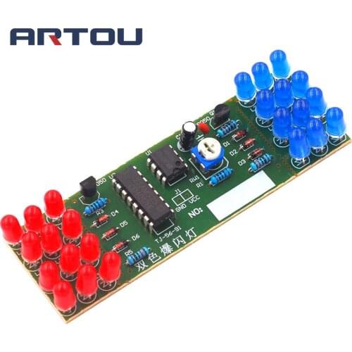 Red Blue Double Color Flashing Lights DIY Kit Strobe NE555 + CD4017 Electronic Practice Learning Kits Suite Parts Gift