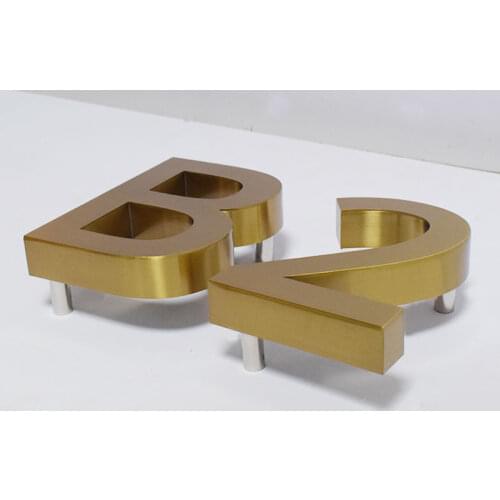 House Numbers Outdoor 0-9 ABC Metal 3D Modern Gold Home Hotel Apartment Door Name Plates Stainless Steel LED Lamp Sign Addres