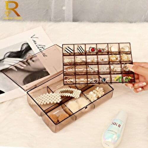 New Fashion Portable Jewelry Box Rings Necklaces Display Organizer Box Transparent Holder Earring Jewelry Storage Case Showcase