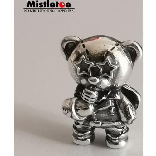 Mistletoe 925 Sterling Silver Lovely Singing Bear Charm Bead European Jewelry