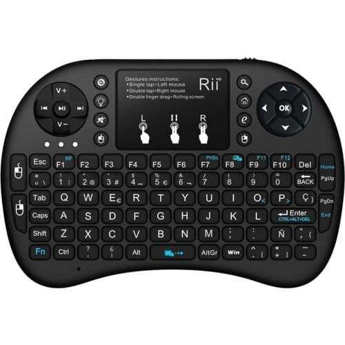 Original Rii Mini i8 + 2.4G Wireless Keyboard Backlit Spanish with Touchpad for PC Laptop Smart Android Google TV Box HTPC IPTV
