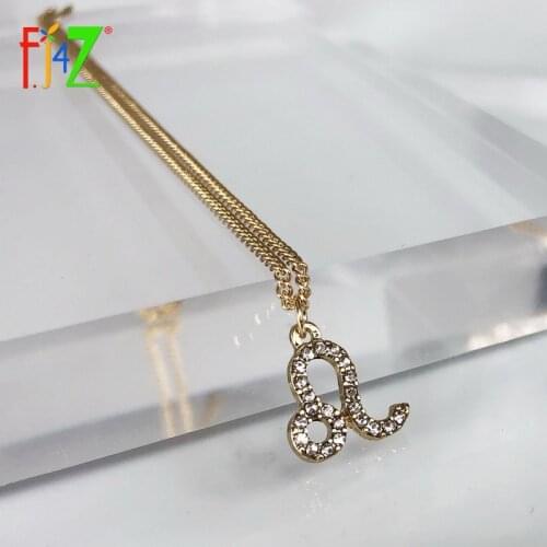 F.J4Z 2019 New 12 Zodiac Sign Necklace Fashion Alloy Rhinestone Pendant Necklace Bestie Horoscope Collar Jewelry Collection