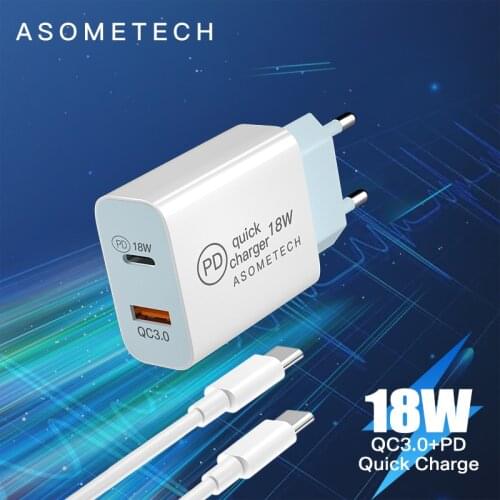 PD Charger 18W Dual USB Quick Charge 3.0 Charger For iPhone Samsung Portable Travel Wall QC 3.0 Mobile Phone Charger Adapter HUB